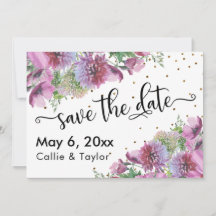 Wildblumen Gold Confetti Typografie Save the Date
