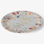 Wildblumen Gold 'Fall in Liebe' Elegante Hochzeit Pappteller (Schrägansicht)