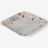 Wildblumen Gold 'Fall in Liebe' Elegante Hochzeit Pappteller (Gewinkelt)