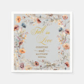 Wildblumen Gold 'Fall in Liebe' Elegante Hochzeit Serviette (Vorderseite)