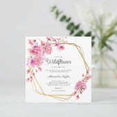 Wildblumen Gold Geometric Spring Girl Dusche Einladung (Stehend Vorderseite)