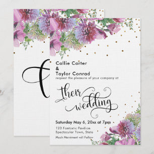 Wildblumen Gold Konfetti Typografie Hochzeit Einladung