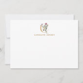 Wildblumen Gold Monogram Letter C Personalisiert Mitteilungskarte (Vorderseite)