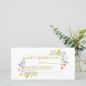 Wildblumen Gold-Rahmen-Geschenkgutschein (Stehend Vorderseite)