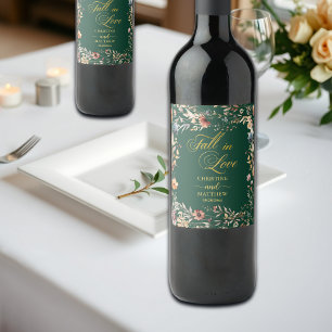Wildblumen Gold 'Verliebe dich' Elegante Hochzeit Weinetikett