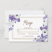 Wildblumen Goldene geometrische Lila Hochzeit (Vorderseite)