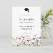 Wildblumen Graduiertenparty Foto Feiertagskarte (Stehend Vorderseite)