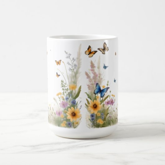 Wildblumen, Gräser und Schmetterlinge, Kaffeetasse (Mittel)