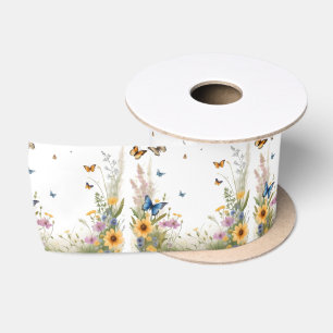 Wildblumen, Gräser und Schmetterlinge, Satinband