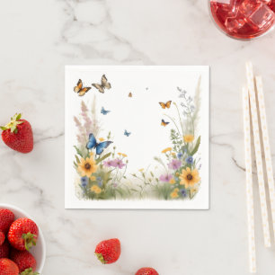 Wildblumen, Gräser und Schmetterlinge, Serviette