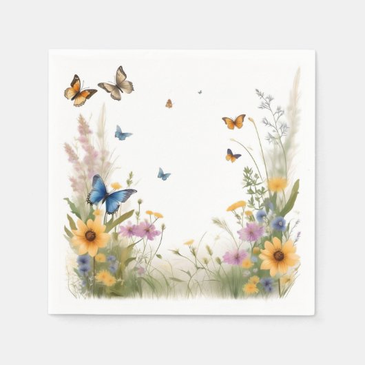 Wildblumen, Gräser und Schmetterlinge, Serviette (Vorderseite)