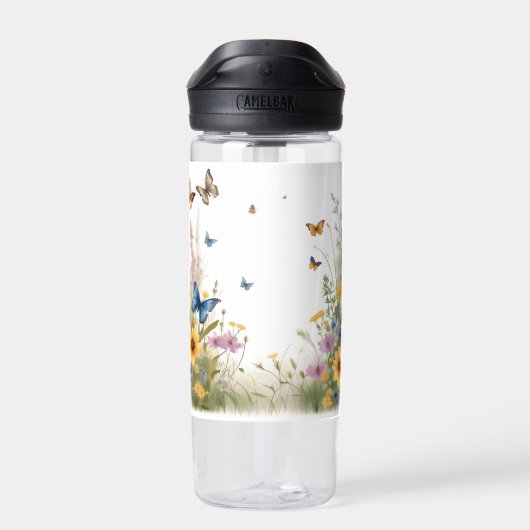 Wildblumen, Gräser und Schmetterlinge, Trinkflasche (Rückseite)