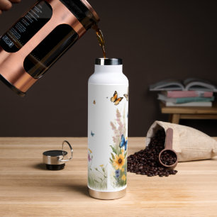 Wildblumen, Gräser und Schmetterlinge, Trinkflasche