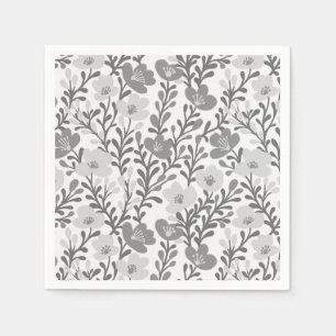 Wildblumen-Grau-Blüten Florale Babyparty Benutzerd Serviette