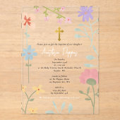 Wildblumen griechisch-orthodoxe Christening Taufe Acryleinladungen (Vorderseite)