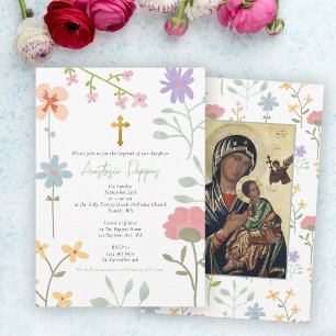 Wildblumen griechisch-orthodoxe Christening Taufe Einladung