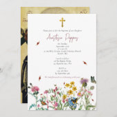 Wildblumen griechisch-orthodoxe Christening Taufe Einladung (Vorne/Hinten)