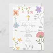 Wildblumen griechisch-orthodoxe Christening Taufe Einladung (Vorderseite)