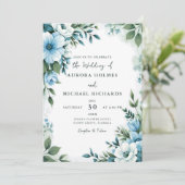 Wildblumen Grün Eleganter Frühlingsgarten Hochzeit Einladung (Stehend Vorderseite)