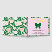 Wildblumen Grün Gingham Schleife Abschlussfeier Gästebuch (Voll)