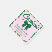Wildblumen Grün Gingham Schleife Abschlussfeier Serviette (Ecke)