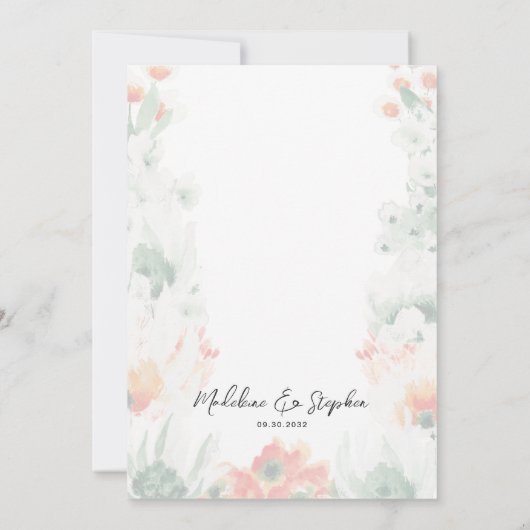 Wildblumen Grün & Orange romantische Hochzeit Einladung (Rückseite)