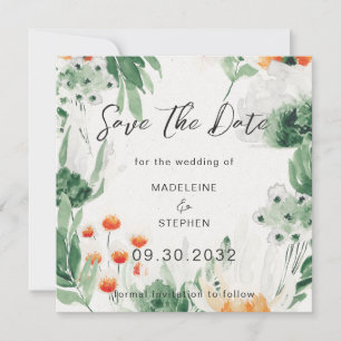 Wildblumen grün und orange save the date
