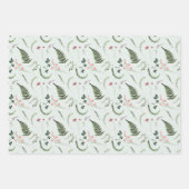 Wildblumen grün und rosa geschenkpapier set (Vorderseite)