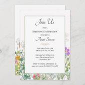 Wildblumen Grüne Tante Geburtstagsparty Einladung (Vorne/Hinten)