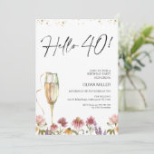 Wildblumen Hallo 40 Geburtstag Einladung (Stehend Vorderseite)