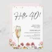 Wildblumen Hallo 40 Geburtstag Einladung (Vorne/Hinten)