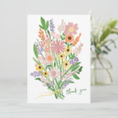 Wildblumen handbemalt Babydusche Dankeskarte (Stehend Vorderseite)