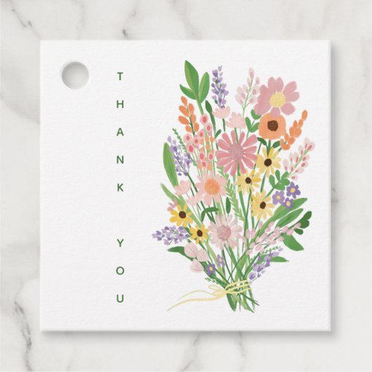 Wildblumen handbemalt Babydusche Geschenkanhänger (Vorderseite)