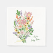 Wildblumen handbemalt Babydusche Serviette (Vorderseite)