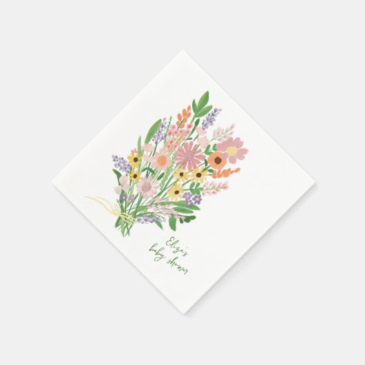 Wildblumen handbemalt Babydusche Serviette (Ecke)