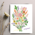Wildblumen Handbemalt farbenfrohe Gouache Glückwun Postkarte<br><div class="desc">Perfektes, einfaches und niedliches Design für einen lustigen Glückwunsch Postcard! Handgemachte Kunst für Sie! Vollständig anpassbar! Klicken Sie auf "Personalisieren" oben, um den Text zu bearbeiten. Klicken Sie auf "Bearbeiten mit dem Designwerkzeug", um die Schriftart, Farben und Einstellungen anzupassen. VIELEN DANK FÜR DIE UNTERSTÜTZUNG UNABHÄNGIGER KÜNSTLER! Alle Kunstwerke und Designs...</div>