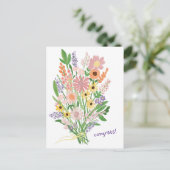 Wildblumen Handbemalt farbenfrohe Gouache Glückwun Postkarte (Stehend Vorderseite)