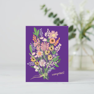Wildblumen Handbemalt Farbige Gouache Herzlichen G Postkarte