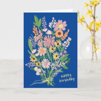 Wildblumen handgemalt Gouache Happy Birthday