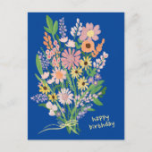 Wildblumen handgemalt Gouache Happy Birthday Postkarte (Vorderseite)