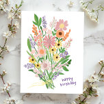 Wildblumen handgemalt Gouache Happy Birthday Postkarte<br><div class="desc">Perfektes, niedliches Design für eine lustige Geburtstagskarte! Handgemachte Kunst für Sie! Vollständig anpassbar! Klicken Sie auf "Personalisieren" oben, um den Text zu bearbeiten. Klicken Sie auf "Bearbeiten mit dem Designwerkzeug", um die Schriftart, Farben und Einstellungen anzupassen. VIELEN DANK FÜR DIE UNTERSTÜTZUNG UNABHÄNGIGER KÜNSTLER! Alle Kunstwerke und Designs werden von mir...</div>