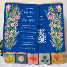 Wildblumen Handgemalt QR Code Baby Shower