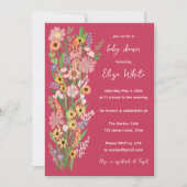 Wildblumen Handgemalt QR Code Baby Shower Einladung (Vorderseite)