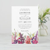 Wildblumen Handgemalte Florale QR-Code-Hochzeit Einladung (Stehend Vorderseite)