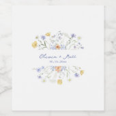 Wildblumen handgeschriebene Hochzeit Weinetikett (Einzelnes Label)