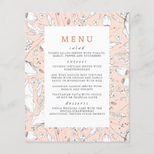 Wildblumen handgezeichnet Pfirsichhochzeit Flyer
