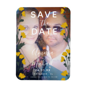 Wildblumen-Handgezeichnete Botanik Save-the-Date-K Magnet