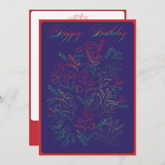 Wildblumen Happy Birthday Card Feiertagskarte (Vorne/Hinten)