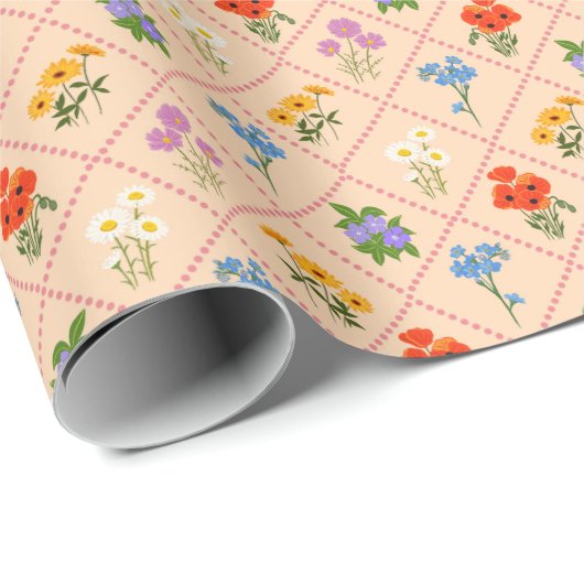 Wildblumen-Harlekin-Garten Geschenkpapier (Rolleneckpunkt)