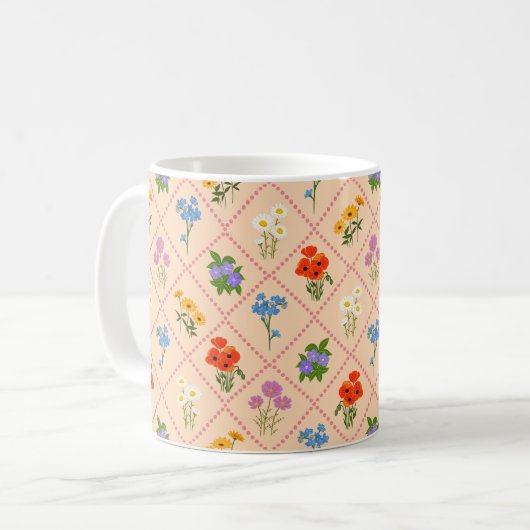 Wildblumen-Harlekin-Garten Kaffeetasse (Vorderseite Links)